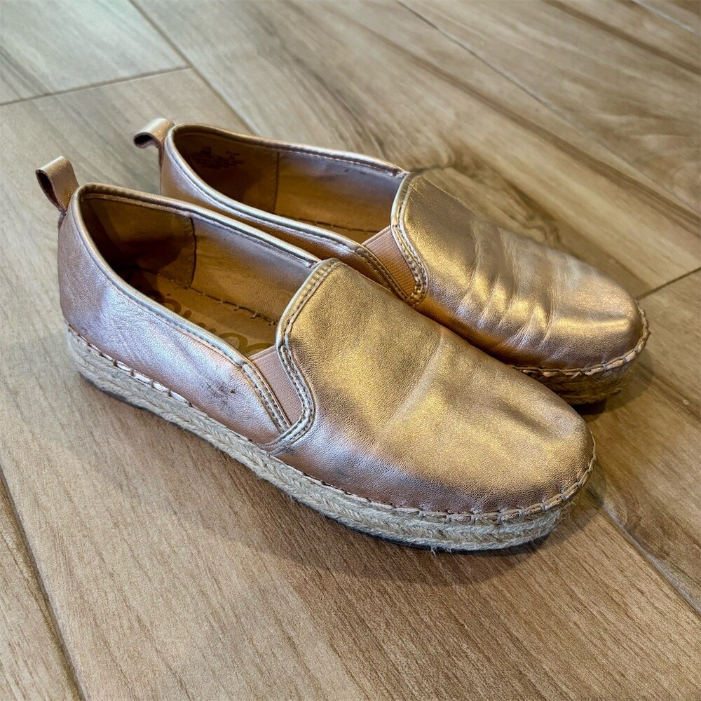 Sam Edelman Carrin Espadrille Slip-On Flats Rose Gold Womens Size 9